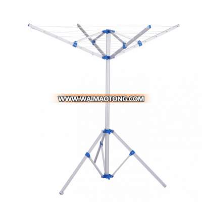 Folding 4 arms rotary airer with 3 legs lightweight rotary washing line laundry airer 16m